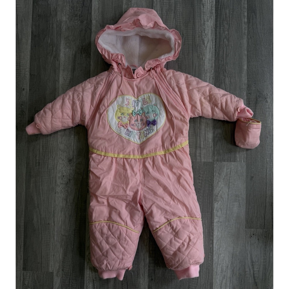Toddler Good Friends Pink Snow Suit Size 18 Month Zip-Up Sledding Winter *Flaw*